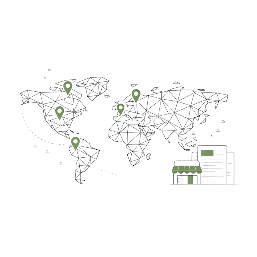 Illustration representing international rollout and localisation.